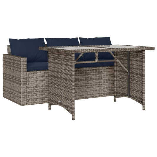 vidaXL 2 Piece Garden Dining Set with Cushions Grey Poly Rattan 2