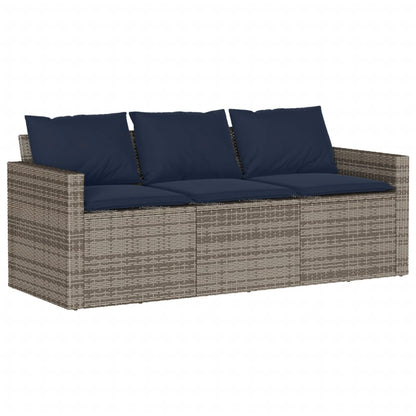 vidaXL 2 Piece Garden Dining Set with Cushions Grey Poly Rattan 4