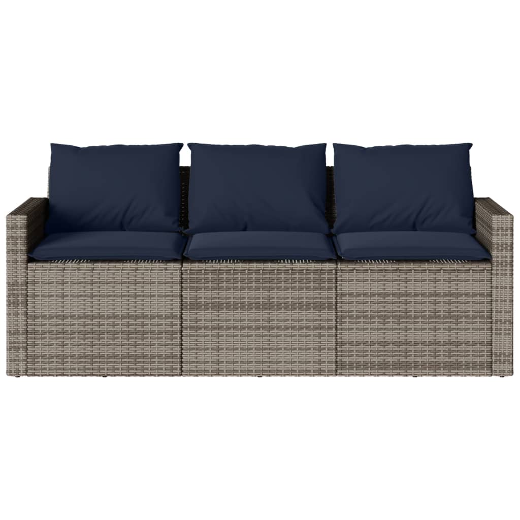 vidaXL 2 Piece Garden Dining Set with Cushions Grey Poly Rattan 6