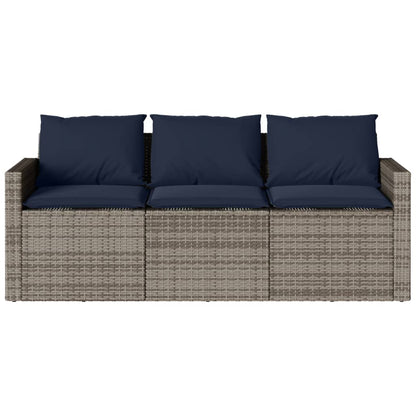 vidaXL 2 Piece Garden Dining Set with Cushions Grey Poly Rattan 6