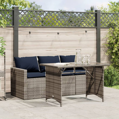 vidaXL 2 Piece Garden Dining Set with Cushions Grey Poly Rattan 1