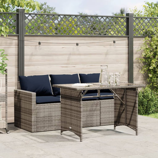 vidaXL 2 Piece Garden Dining Set with Cushions Grey Poly Rattan 1