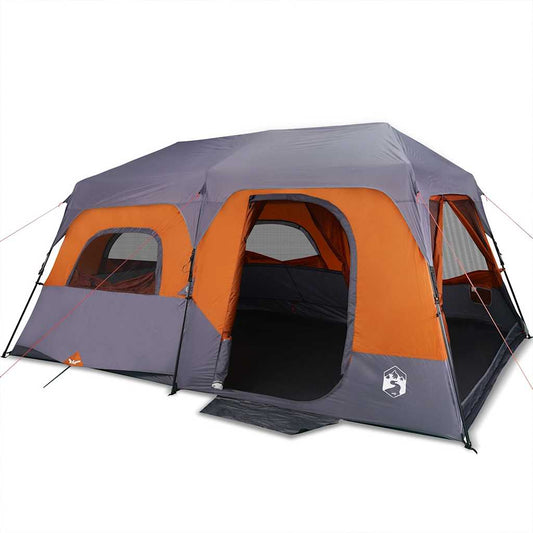 vidaXL Family Tent 9-Person Grey and Orange Quick Release Waterproof 2