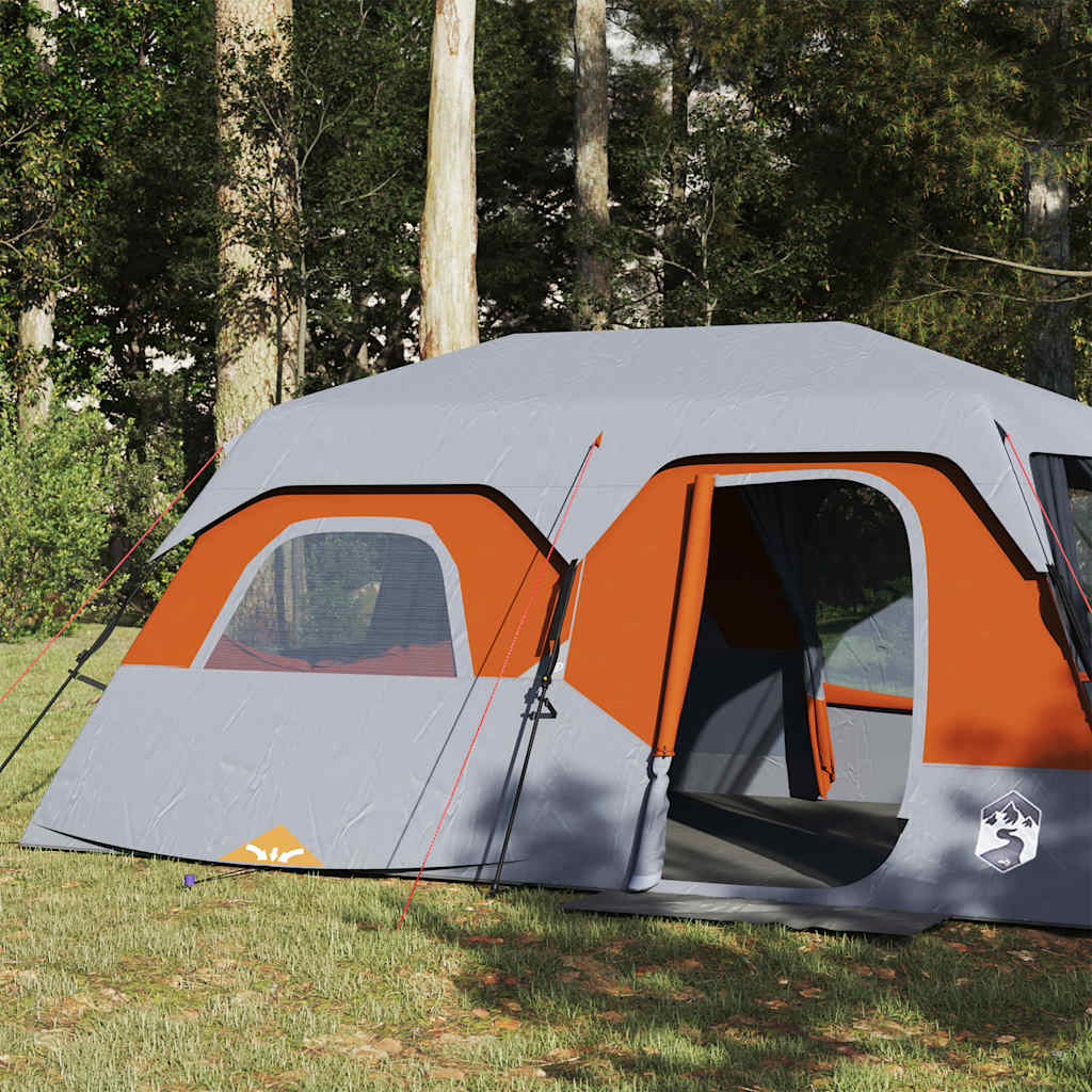 vidaXL Family Tent 9-Person Grey and Orange Quick Release Waterproof 4