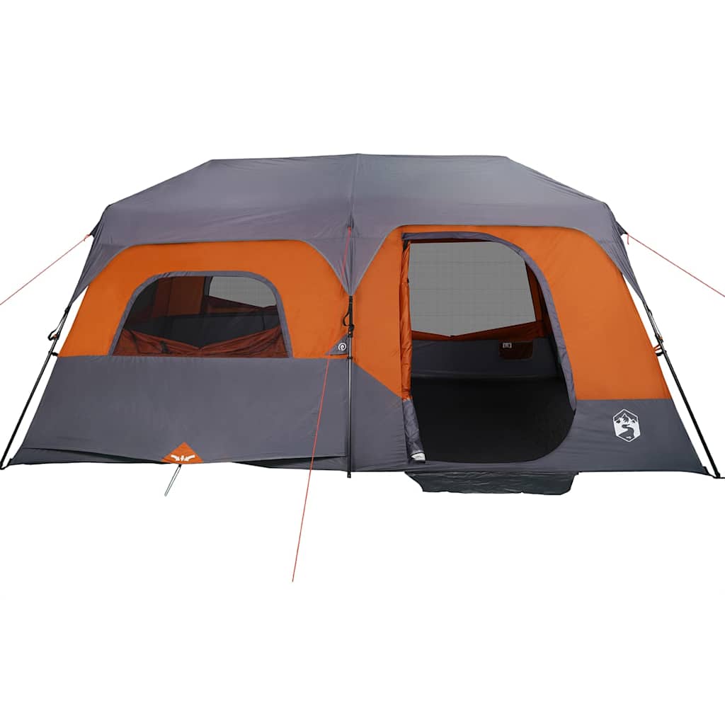 vidaXL Family Tent 9-Person Grey and Orange Quick Release Waterproof 5
