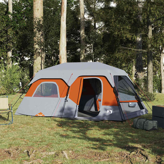 vidaXL Family Tent 9-Person Grey and Orange Quick Release Waterproof 1