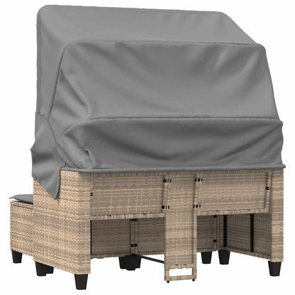 vidaXL Garden Sofa 2-Seater with Canopy and Stools Beige Poly Rattan 6