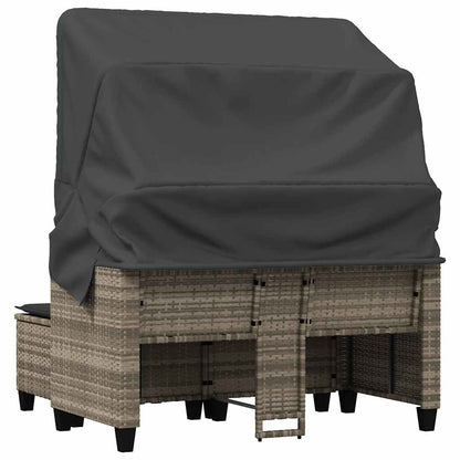 vidaXL Garden Sofa 2-Seater with Canopy&Stools Light Grey Poly Rattan 6