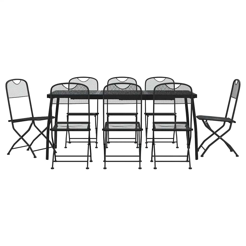 vidaXL 9 Piece Garden Dining Set Anthracite Metal Mesh 2