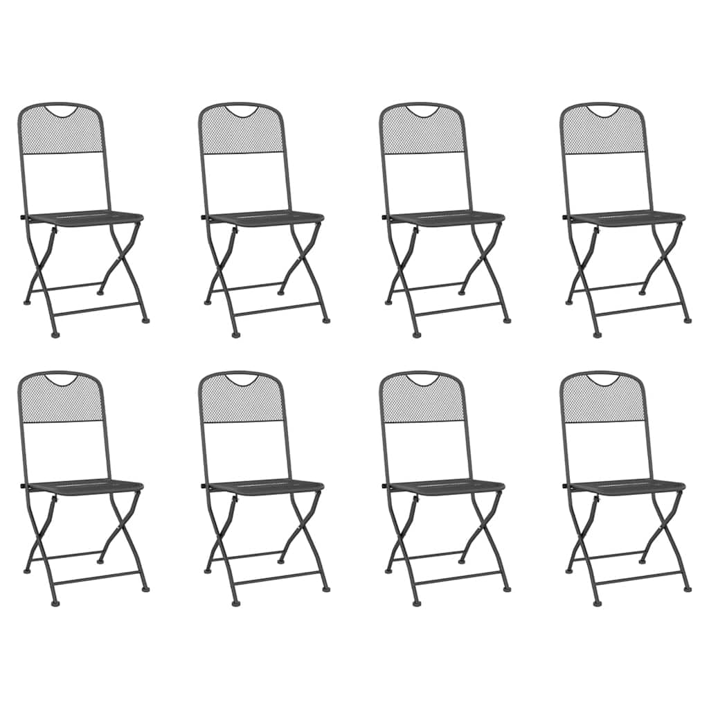 vidaXL 9 Piece Garden Dining Set Anthracite Metal Mesh 3