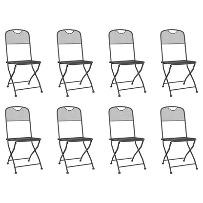 vidaXL 9 Piece Garden Dining Set Anthracite Metal Mesh 3