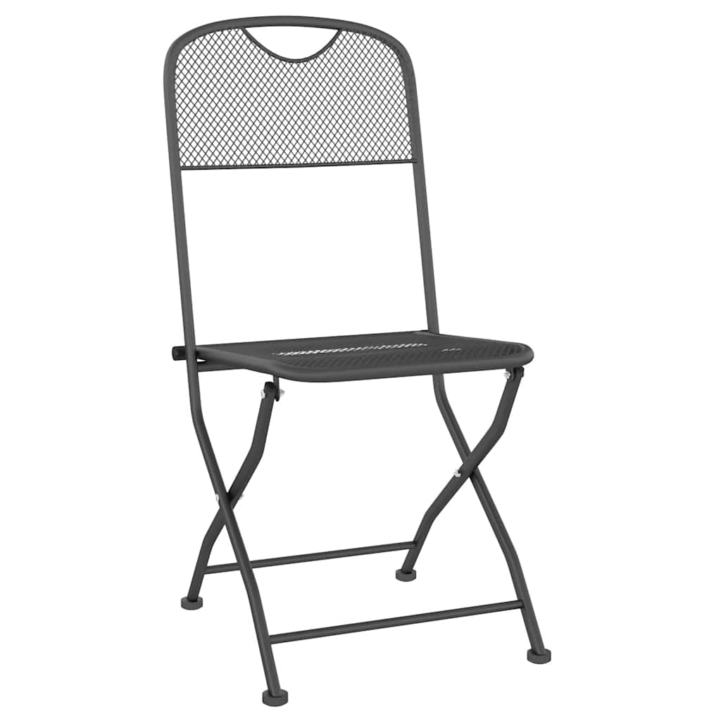 vidaXL 9 Piece Garden Dining Set Anthracite Metal Mesh 4