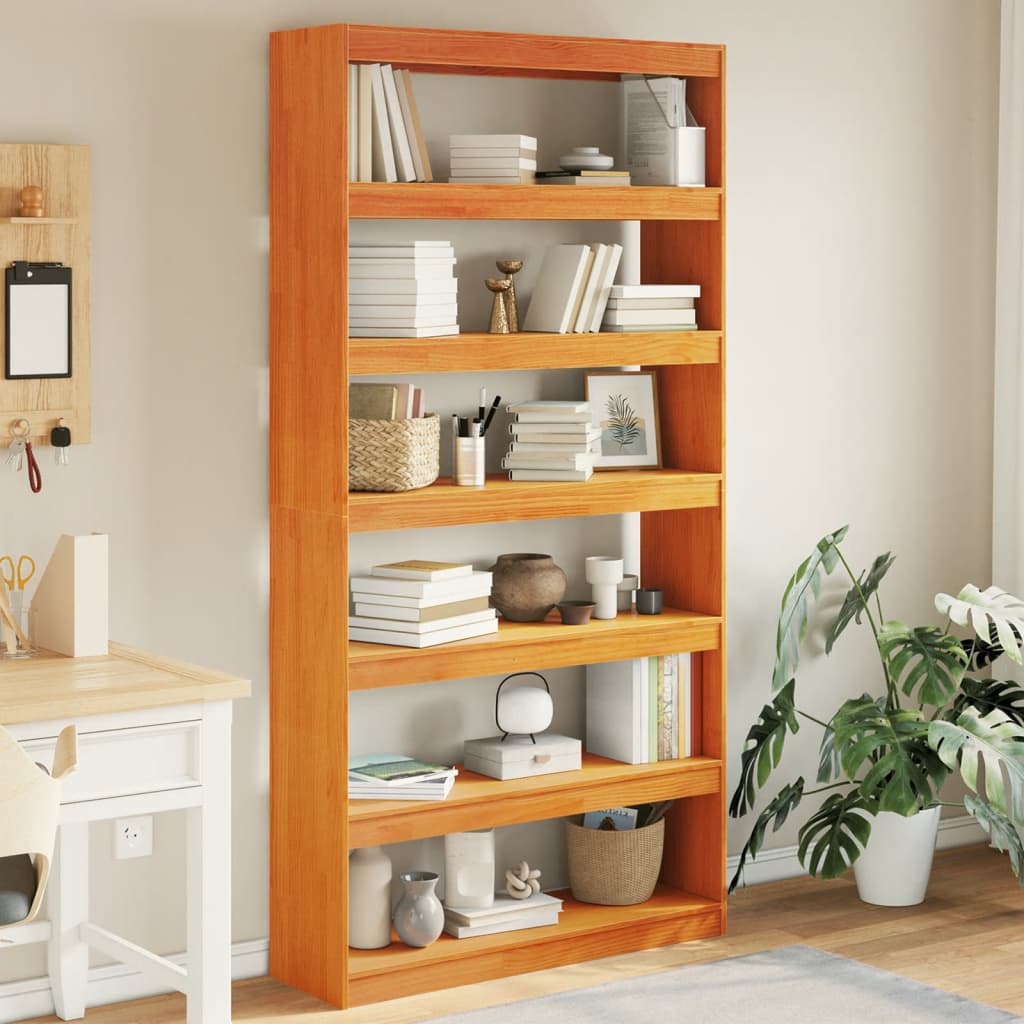 Book Cabinet/Room Divider 100x30x103 cm Solid Wood Pine Wax brown 199.5 cm
