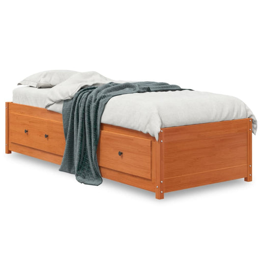 vidaXL Day Bed without Mattress Wax Brown 90x200 cm Solid Wood Pine 2