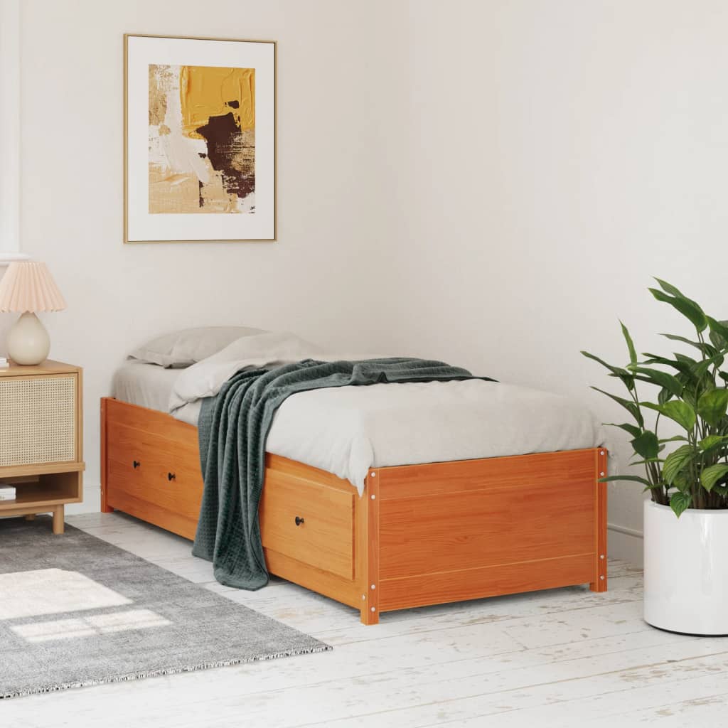 vidaXL Day Bed without Mattress Wax Brown 90x200 cm Solid Wood Pine 1