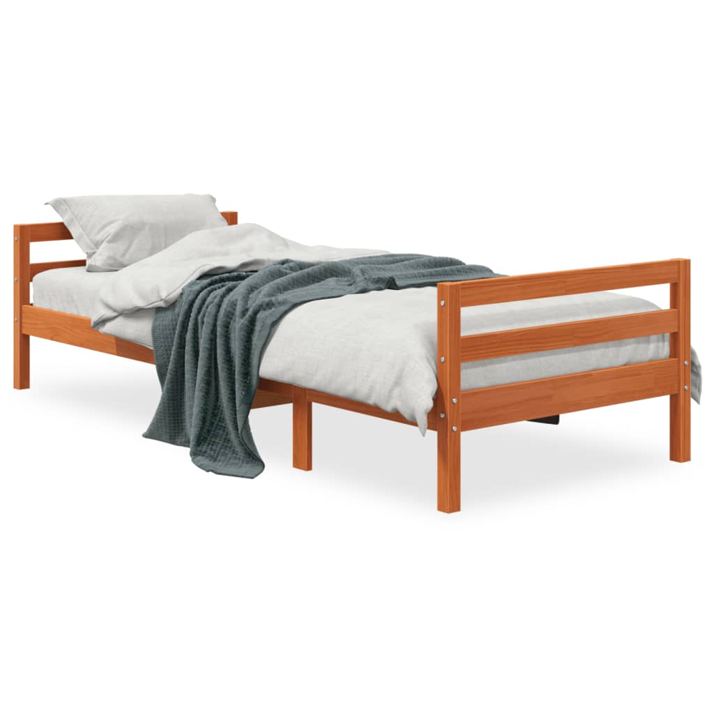 Bed Frame without Mattress Solid Wood Pine Wax brown 80 cm 200 cm