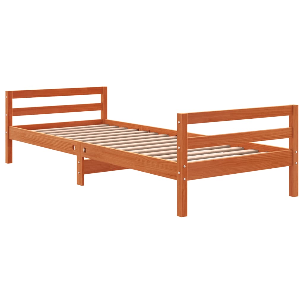 Bed Frame without Mattress Solid Wood Pine Wax brown 80 cm 200 cm