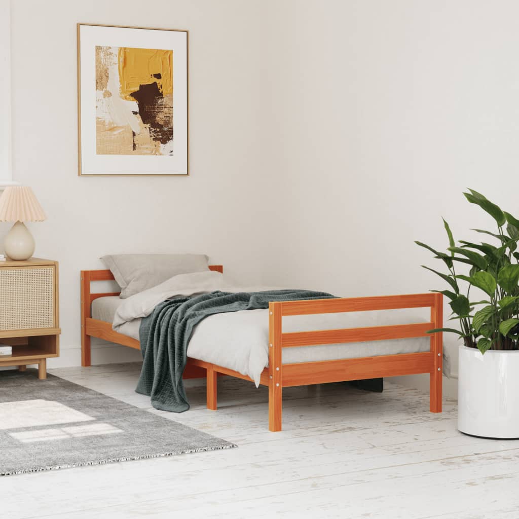 Bed Frame without Mattress Solid Wood Pine Wax brown 80 cm 200 cm