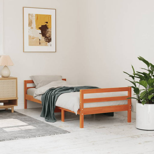 Bed Frame without Mattress Solid Wood Pine Wax brown 80 cm 200 cm