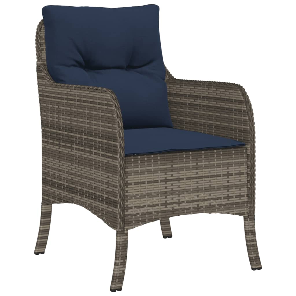 vidaXL 3 Piece Garden Dining Set with Cushions Grey Poly Rattan 3