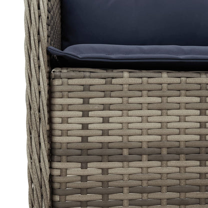vidaXL 3 Piece Garden Dining Set with Cushions Grey Poly Rattan 5