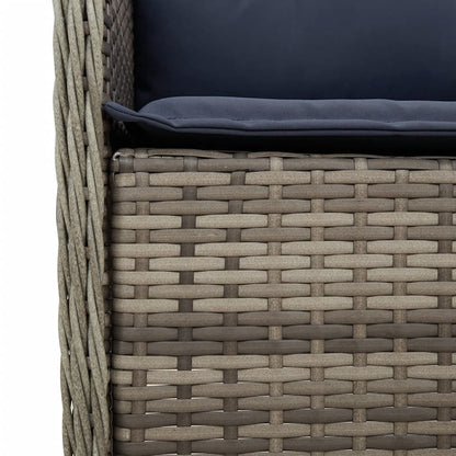 vidaXL 3 Piece Garden Dining Set with Cushions Grey Poly Rattan 5