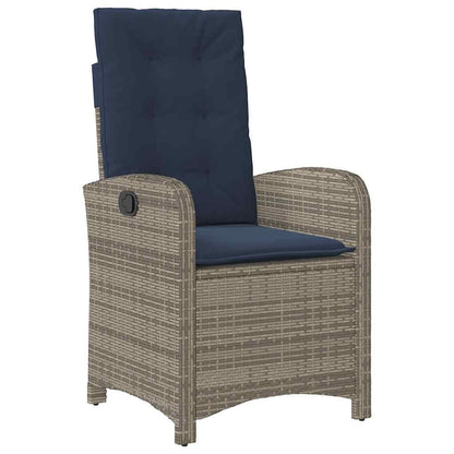 vidaXL 5 Piece Garden Dining Set with Cushions Grey Poly Rattan 4