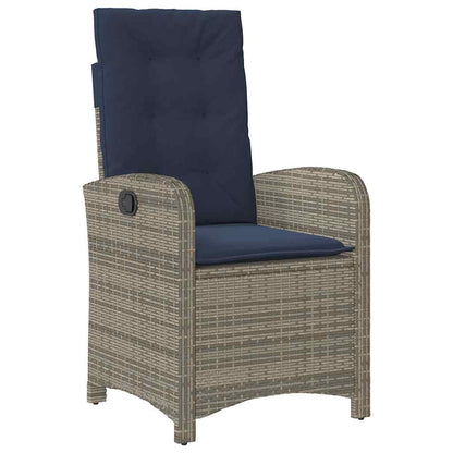 vidaXL 5 Piece Garden Dining Set with Cushions Grey Poly Rattan 4