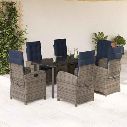 vidaXL 5 Piece Garden Dining Set with Cushions Grey Poly Rattan