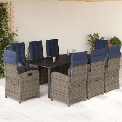 vidaXL 5 Piece Garden Dining Set with Cushions Grey Poly Rattan