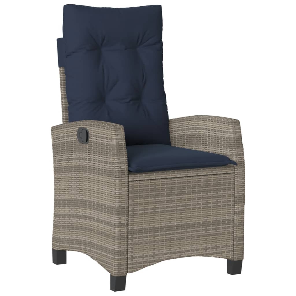vidaXL 3 Piece Garden Dining Set with Cushions Grey Poly Rattan 4
