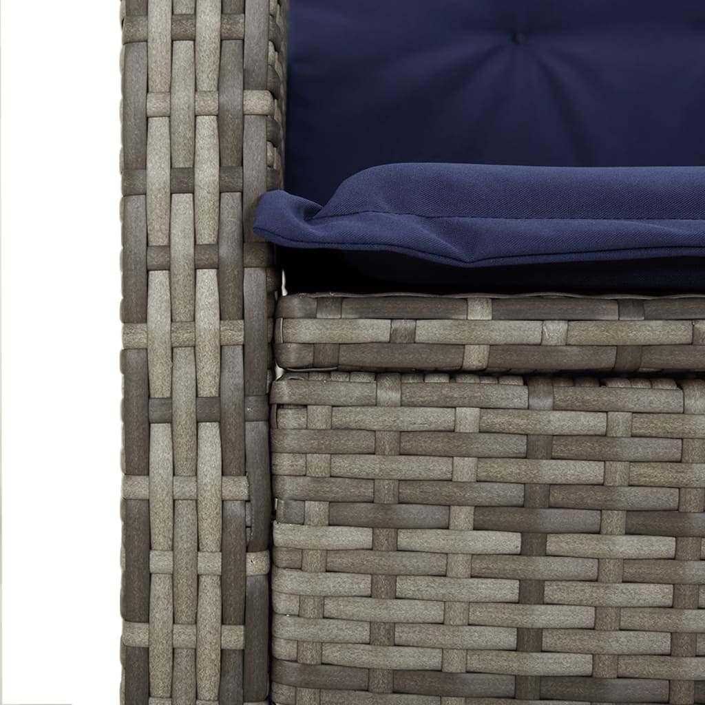 vidaXL 3 Piece Garden Dining Set with Cushions Grey Poly Rattan 5