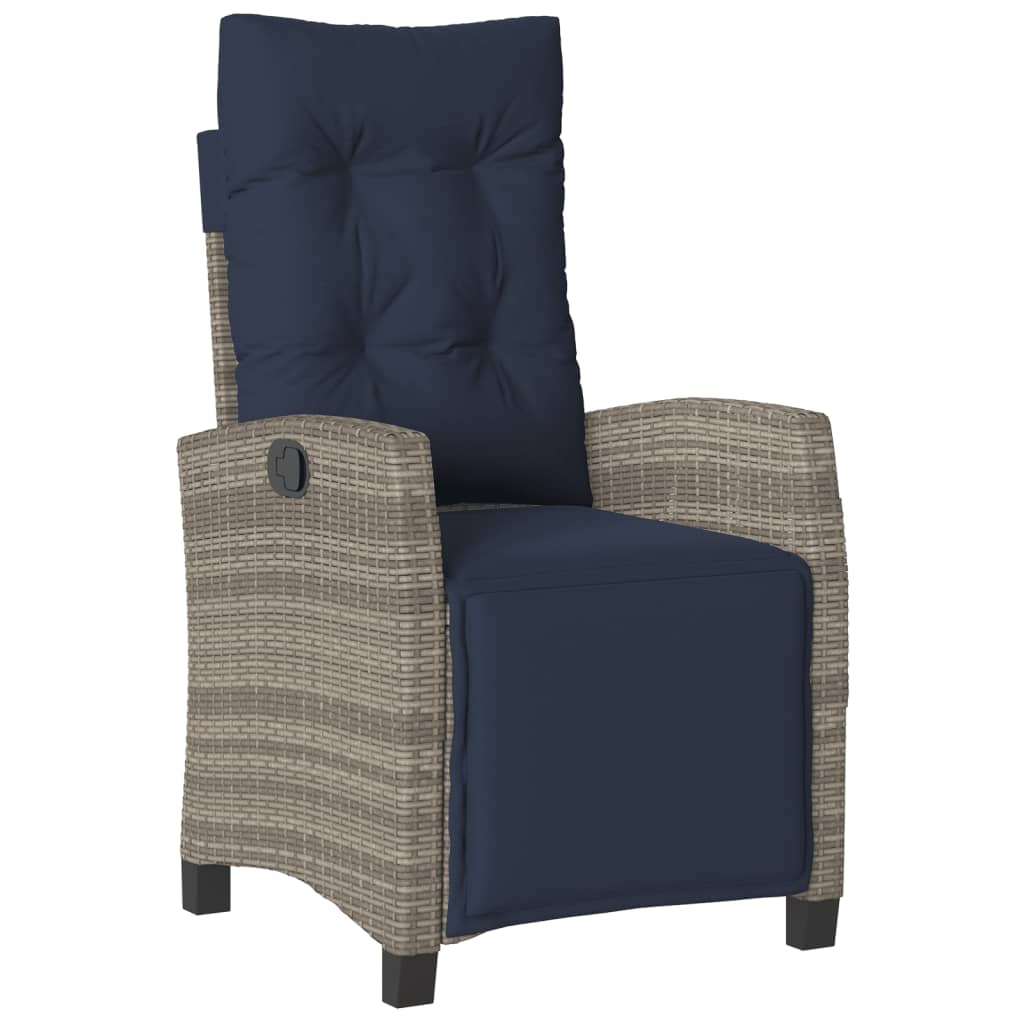 vidaXL 3 Piece Garden Dining Set with Cushions Grey Poly Rattan 3