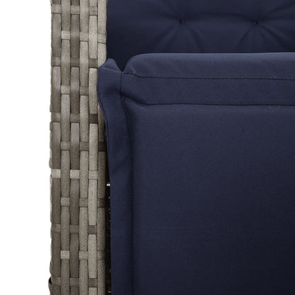 vidaXL 3 Piece Garden Dining Set with Cushions Grey Poly Rattan 6