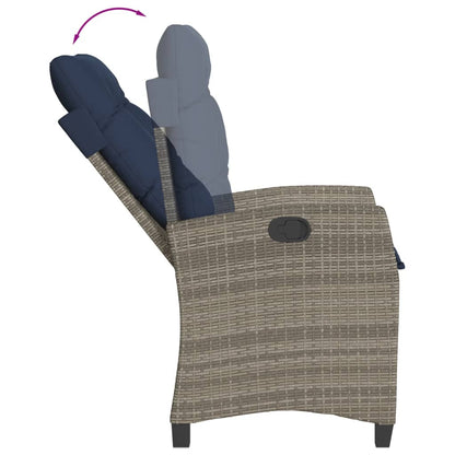 vidaXL 3 Piece Garden Dining Set with Cushions Grey Poly Rattan 4