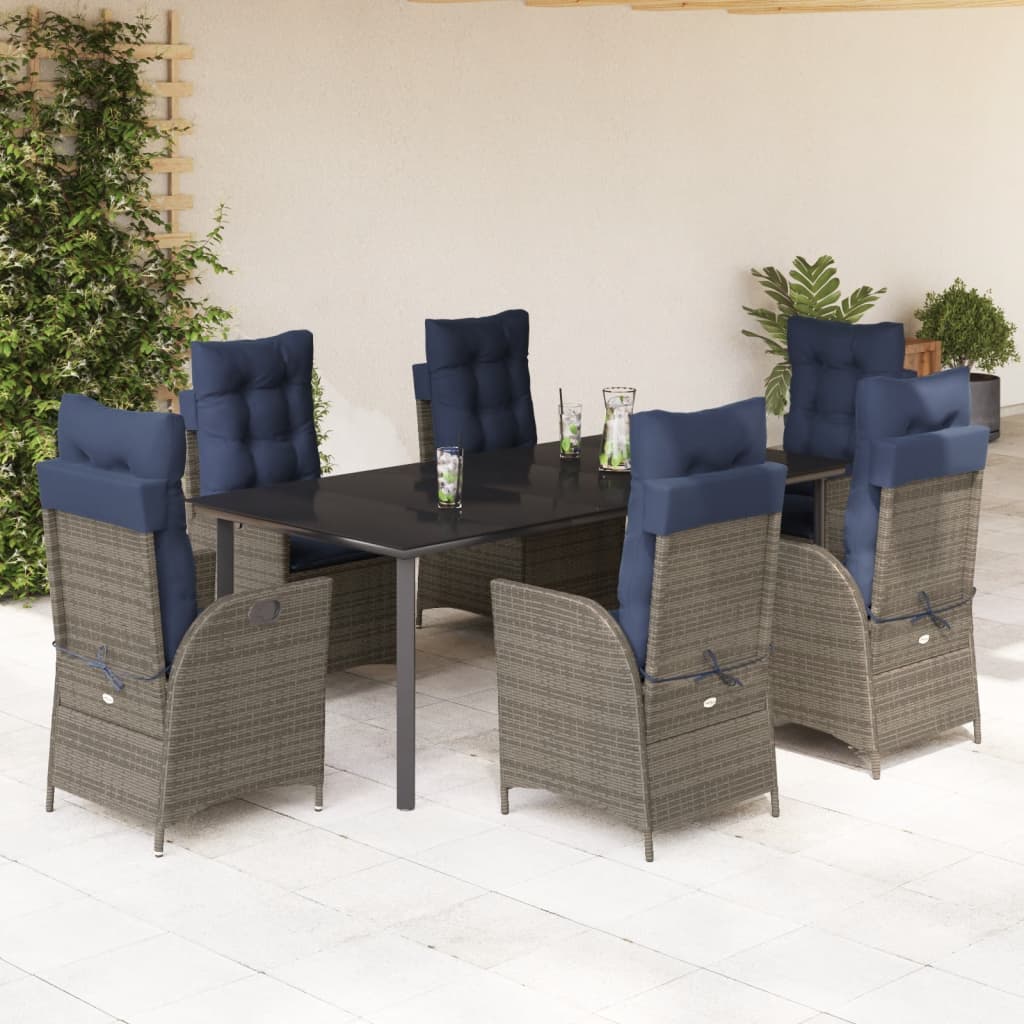 vidaXL 5 Piece Garden Dining Set with Cushions Grey Poly Rattan