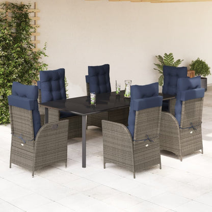 vidaXL 5 Piece Garden Dining Set with Cushions Grey Poly Rattan