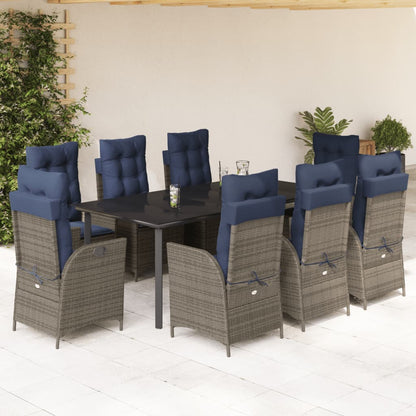 vidaXL 5 Piece Garden Dining Set with Cushions Grey Poly Rattan