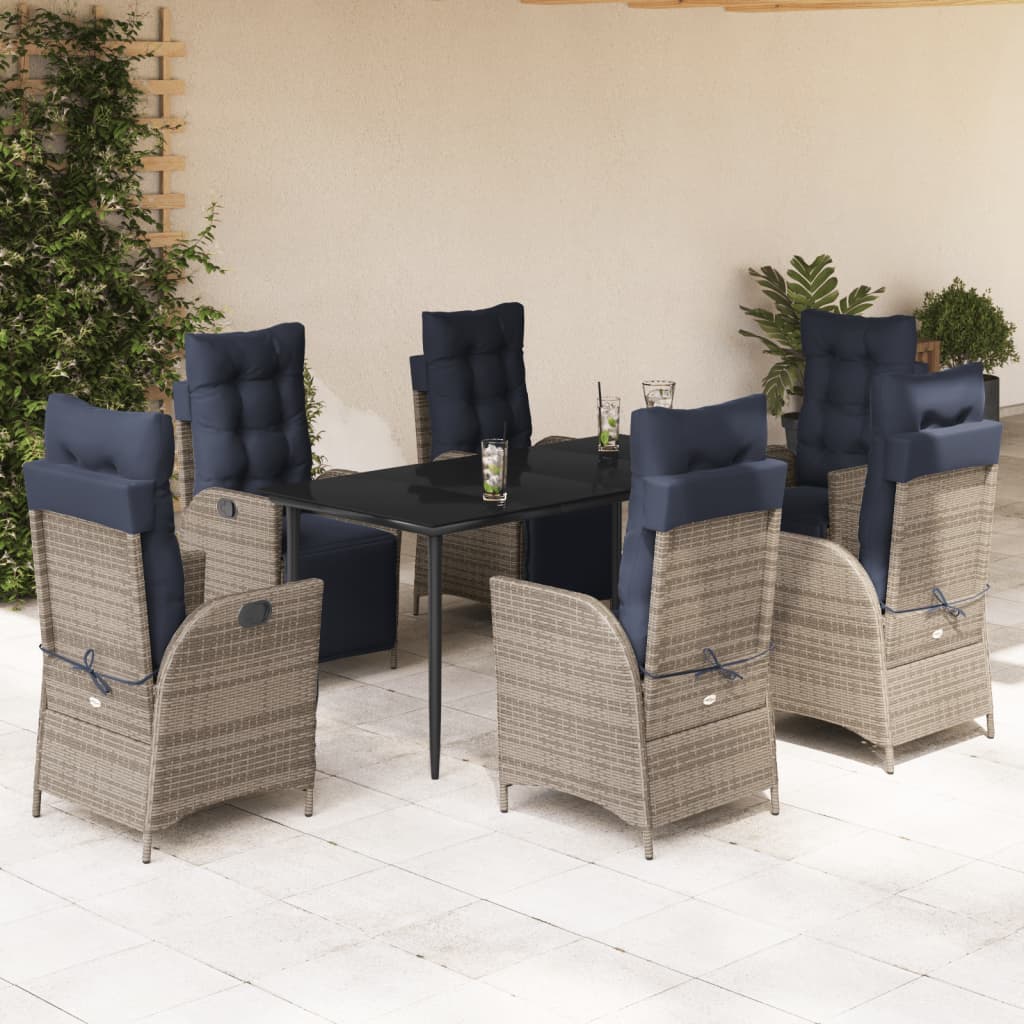 vidaXL 5 Piece Garden Dining Set with Cushions Grey Poly Rattan