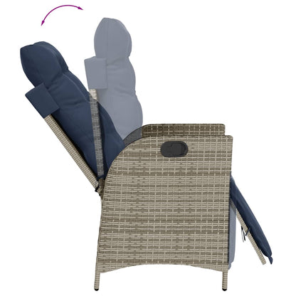 vidaXL 3 Piece Garden Dining Set with Cushions Grey Poly Rattan 4