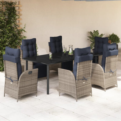 vidaXL 5 Piece Garden Dining Set with Cushions Grey Poly Rattan