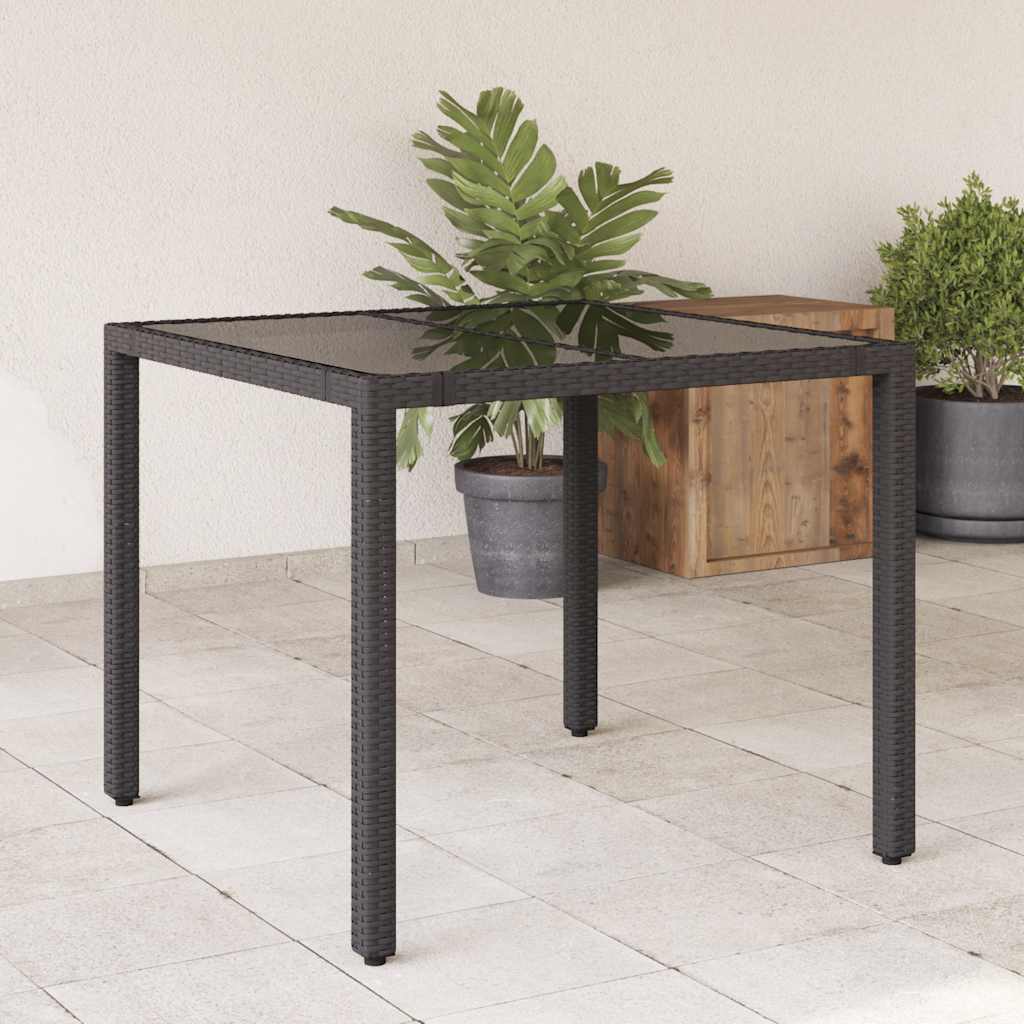 vidaXL Garden Table with Top Poly Rattan Glass