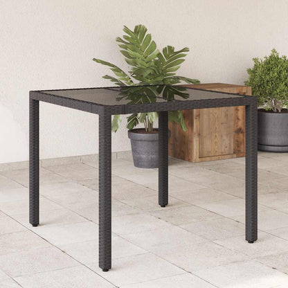 vidaXL Garden Table with Top Poly Rattan Glass