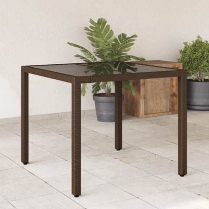 vidaXL Garden Table with Top Poly Rattan Glass