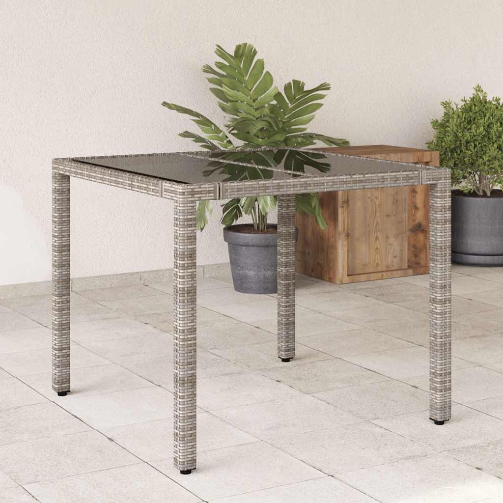 vidaXL Garden Table with Top Poly Rattan Glass