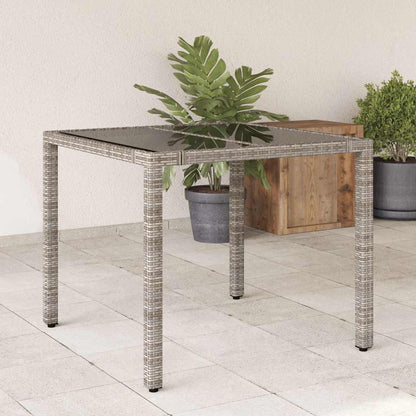 vidaXL Garden Table with Top Poly Rattan Glass