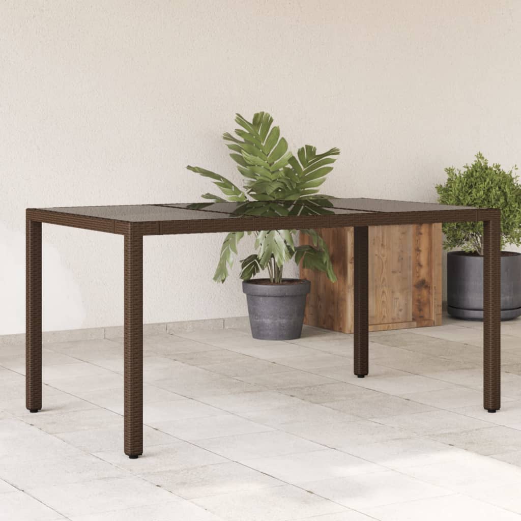 vidaXL Garden Table with Top Poly Rattan Glass