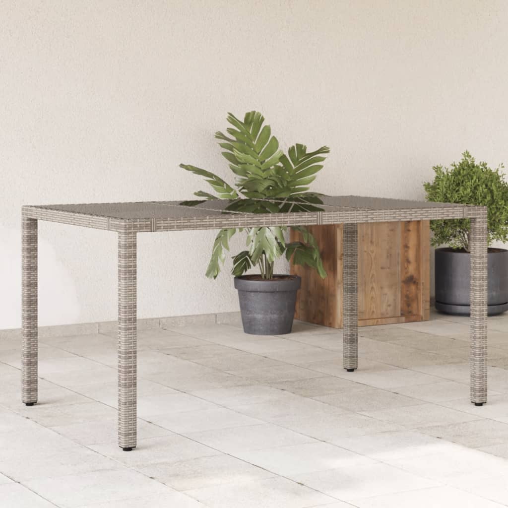 vidaXL Garden Table with Top Poly Rattan Glass