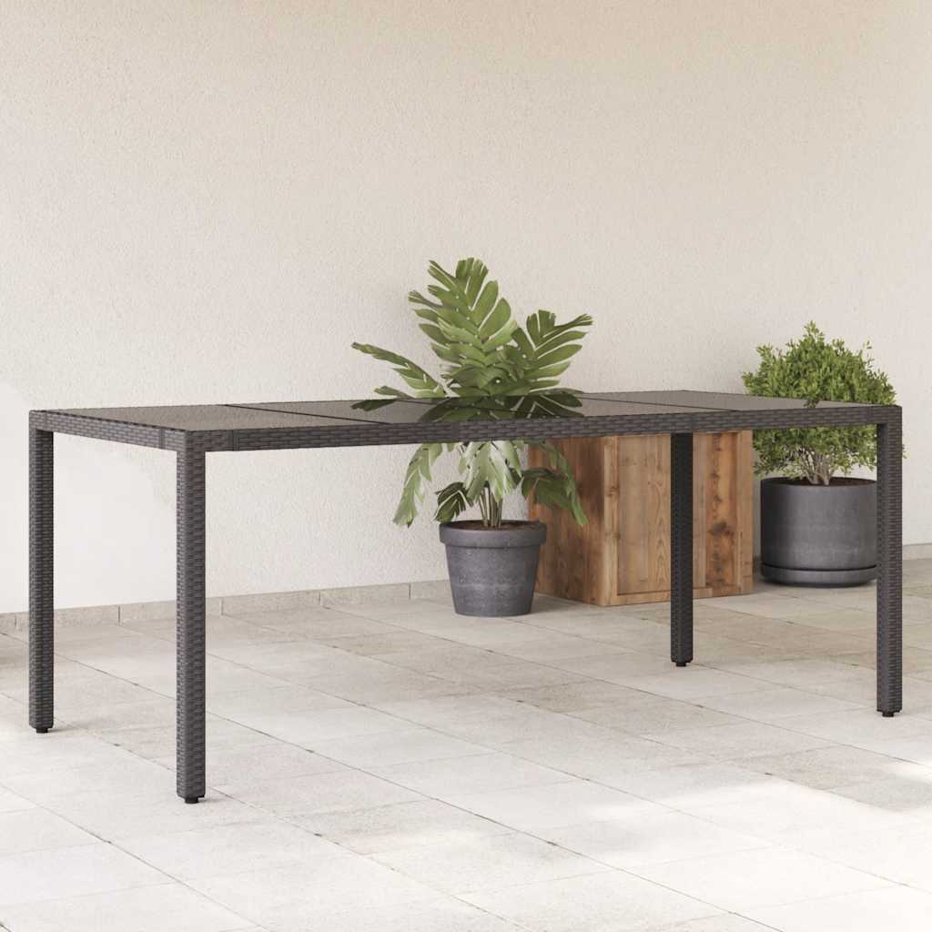 vidaXL Garden Table with Top Poly Rattan Glass