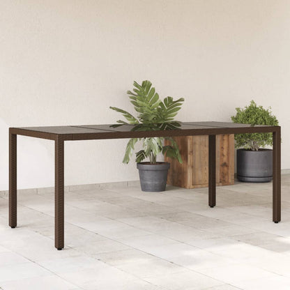 vidaXL Garden Table with Top Poly Rattan Glass